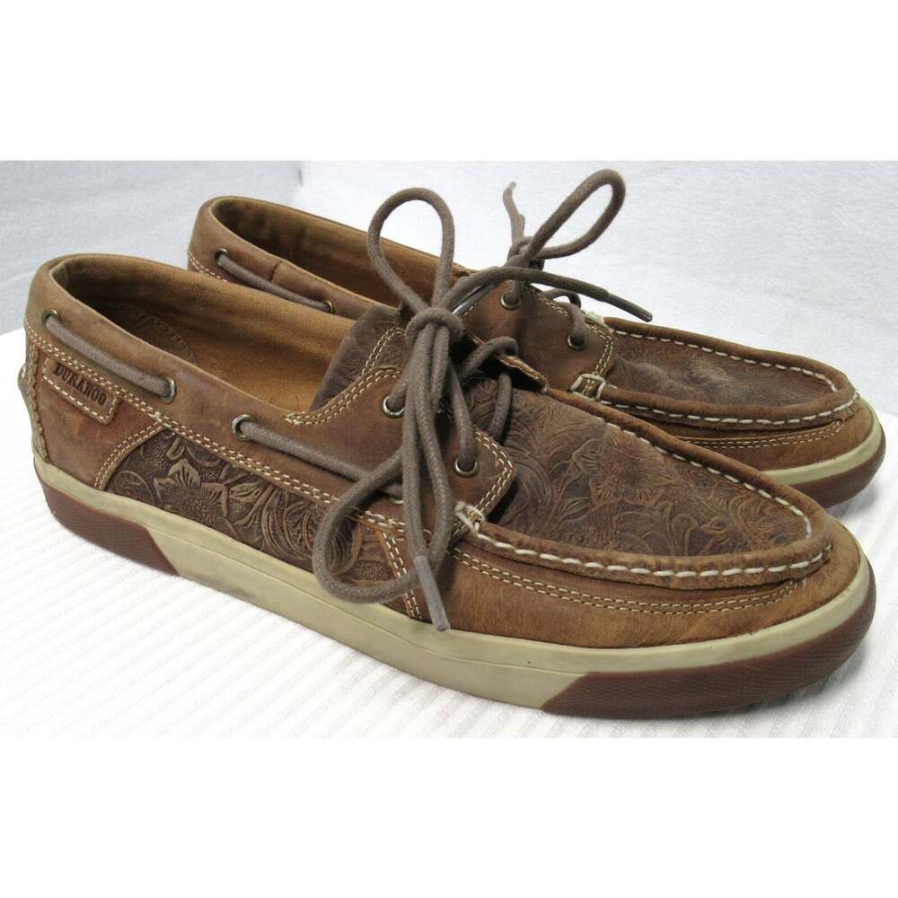 Durango Leather Loafer Floral Embossed Shoes Brown Woman Size 9.5 Casual - Picture 2 of 6